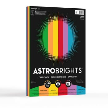 Astrobrights Primary Colored Cardstock, 8.5" x 11", 65 lb, 60 Sheets