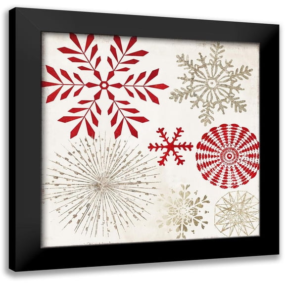 PI Studio 12x12 Black Modern Framed Museum Art Print Titled - Christmas Snowflakes