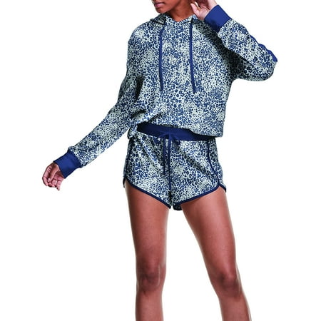 

Champion Womens Cropped Hacci Sleep Set Large Navy Leopard/Navy