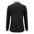 thumbnail image 6 of VJGBEGW Women's Denim Patchwork Sweatshirts Henley Button Lapel Collar Long Sleeve Shirt Color Block Loose Fit Pullover Tops Black XL, 6 of 9