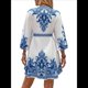 thumbnail image 3 of Vestido Mini Informal con Cuello en V, Estampado Floral, Mangas Farol y Botones para Mujer. Azul XL, 3 of 7