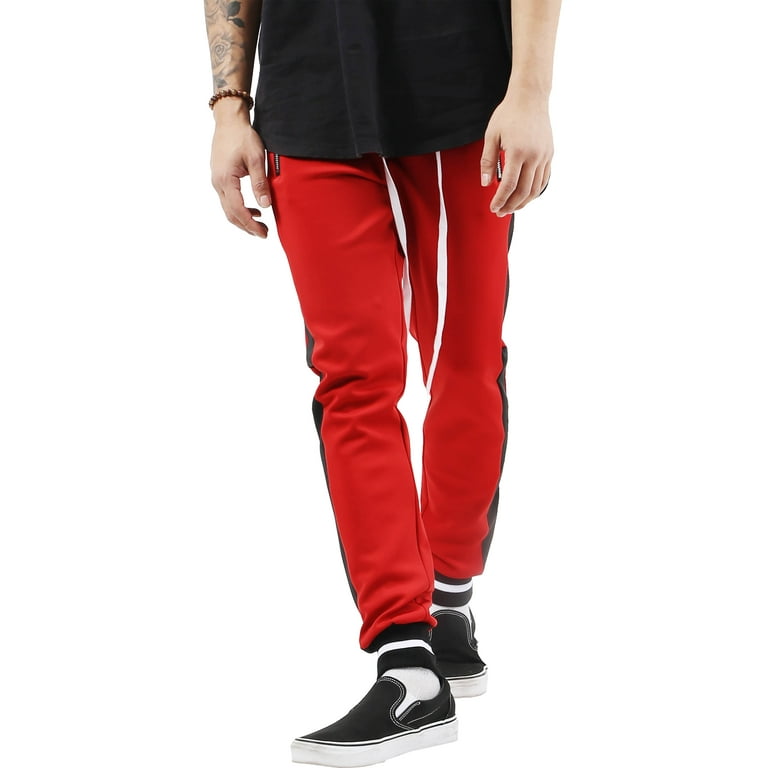 Green with red on sale stripe track pants