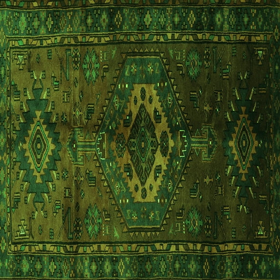 Ahgly Company Indoor Square Persian Green Traditional Area Rugs, 7' Square
