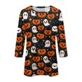 thumbnail image 7 of Halloween Shirts Women Horror 3/4 Sleeve T Shirts Funny Halloween Ghost Pumpkin Printed Tops Spooky Crew Neck Pullover Three Quarter Length Blouse,XL, 7 of 7