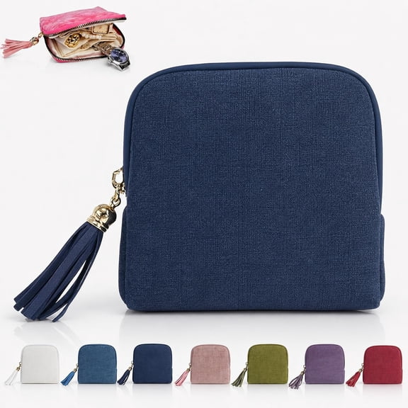 Jewelry Zippered Pocket Case Travel Jewelry Bag Portable Organizer, Multiple Compartments, Tangle Free for Necklace Bracelet Ring Earring Women Trip