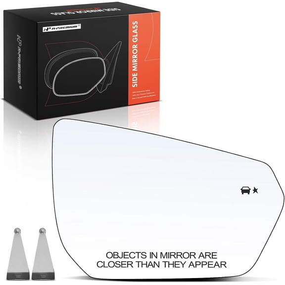 A-Premium Right Passenger Side Heated Mirror Glass with Backing Plate - Compatible with Chevrolet Equinox & GMC Terrain, 2018-2023 - Exterior Side View Convex Mirror with Blind Spot Detection