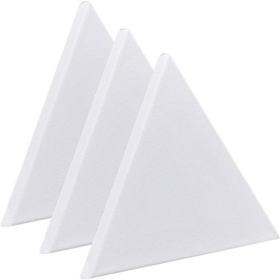 DIY Painting Drawing Kit 3 Pcs Triangle Shape Blank Canvas with Plastic Paint Brushes Pens