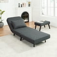 thumbnail image 2 of Versatile 3 in 1 Foldable Linen Chaise Lounge with Detachable Pillow, Adjustable Backrest,Chair Bed for Living Room, 2 of 14
