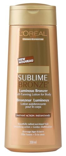 L'Oreal Paris Sublime Bronze Tinted Self-Tanning Luminous Bronzer, with Vitamin E and micro-pearls, streak-free, dramatic shimmer, Medium, 200 ml