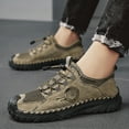 thumbnail image 6 of Mens Casual Sandals Breathable Outdoor Summer Hollow Mesh Non-slip Beach Hiking Leather Closed Toe Handmade Water Shoes Brown 9 US, 6 of 7