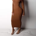 thumbnail image 3 of Vestido tipo jersey para mujer, vestido de punto, vestido de moda, manga larga, hombros descubiertos, escote en V, vestido de fiesta liso, vestido deportivo informal, vestido tipo jersey, 3 of 5