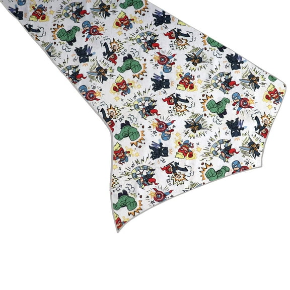 100% Cotton Table Runner Birthday / Event Decoration Marvel Avengers Cartoon Heroes in Action