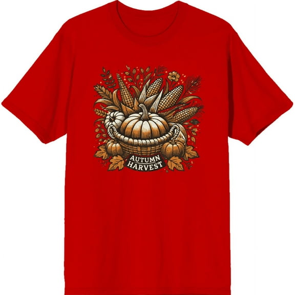 Autumn Harvest Adult Red Crew Neck Short Sleeve Tee-Small