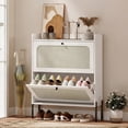 thumbnail image 2 of HOMCOM Shoe Cabinet with 2 Flip Drawers, Boho Narrow Shoe Rack, White, 2 of 10