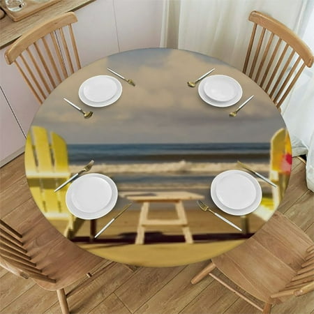 

Sheronv Surfboard Round Table Cover Stain Resistant Washable Indoor Outdoor Tablecloth Kitchen Dining Wedding Parties 100% Polyester Fiber 38-42