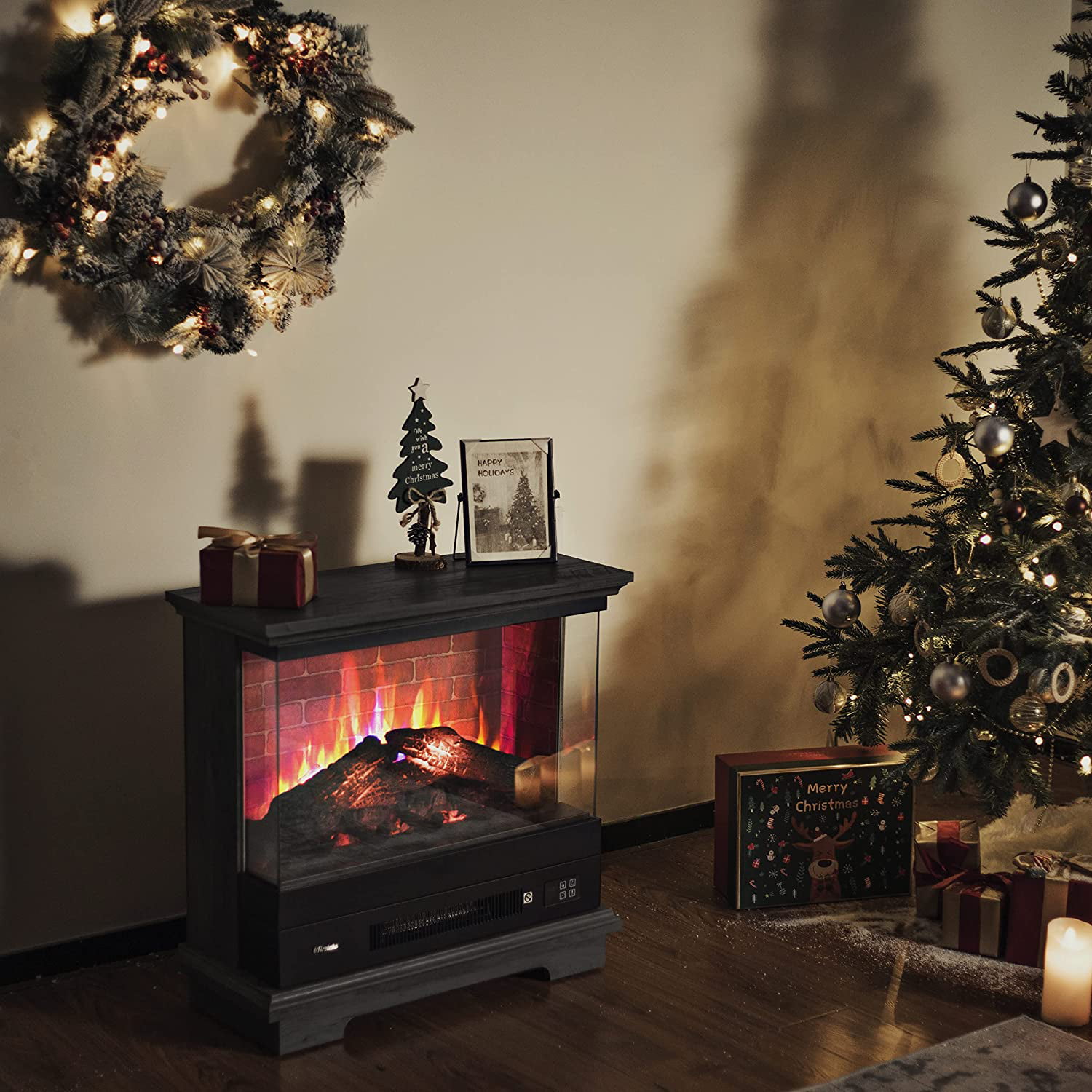 TURBRO Firelake 27-Inch Electric Fireplace Heater - Freestanding Fireplace  with Mantel, No Assembly Required - 7 Adjustable Flame Effects, Overheating  Protection, CSA Certified - 1400W, Black Walnut - Walmart.com