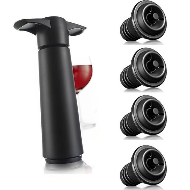 con 4 tapones de vacío, tapón de vino, conservador de vino, sellador de botellas reutilizable que mantiene el vino fresco, regalo ideal para accesorios de vino (bomba de vino + 4 tapones) XianweiShao 9024715970169