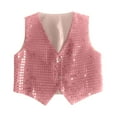 thumbnail image 1 of Gilet de Danse de Performance pour Ados à Paillettes Colorées Rose Festif Sans Manches Col Rond Tenue de Célébration Séance Photo 12-13 Ans, 1 of 4