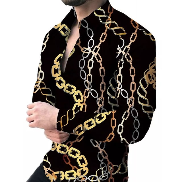 Camisa De Manga Larga Estampada Digital 3d Para Hombres