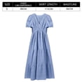 thumbnail image 2 of Vestido de primavera para mujer 2023, manga corta, único, cruzado, informal, midi, vestidos de sol, mangas abullonadas, vestidos de verano de manga corta para mujer, 2 of 8