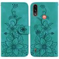 thumbnail image 2 of Compatible with Motorola Moto E7 Power Embossed Lily Wallet Case with Card Holder PU Leather Flip Cover, 2 of 5