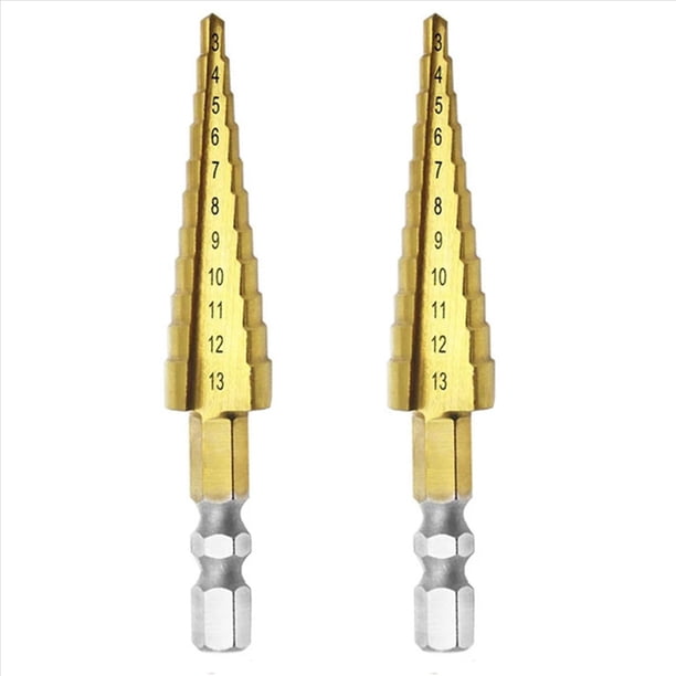 2X Broca Escalonada de Ranura Recta HSS de 3-13 Mm, Cortador de Agujeros para Metal y Madera, Broca de Núcleo, Broca Pagoda