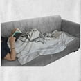 thumbnail image 6 of Sun Soft Flannel Fleece Throw Blanket, Monochrome Feathers Ornamental Lunar Pattern Design Oriental Elements, Cozy Plush for Indoor and Outdoor Use, 60" x 80", White Black, by Ambesonne, 6 of 6