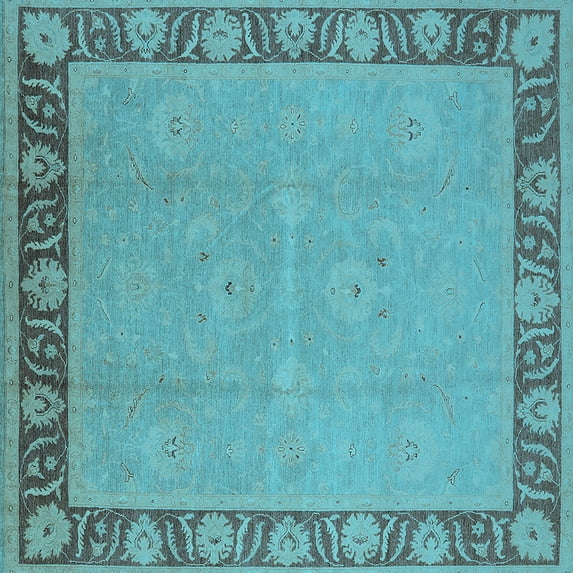 Ahgly Company Indoor Square Oriental Light Blue Industrial Area Rugs, 4' Square