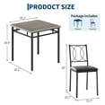 thumbnail image 2 of 3 Piece Modern Dining Table Set for 2, Space Saving Kitchen Table and Chairs with Sturdy Steel Frame, Ideal for Small Space, Apartment, Dining Room, Studio, Grey, 2 of 9