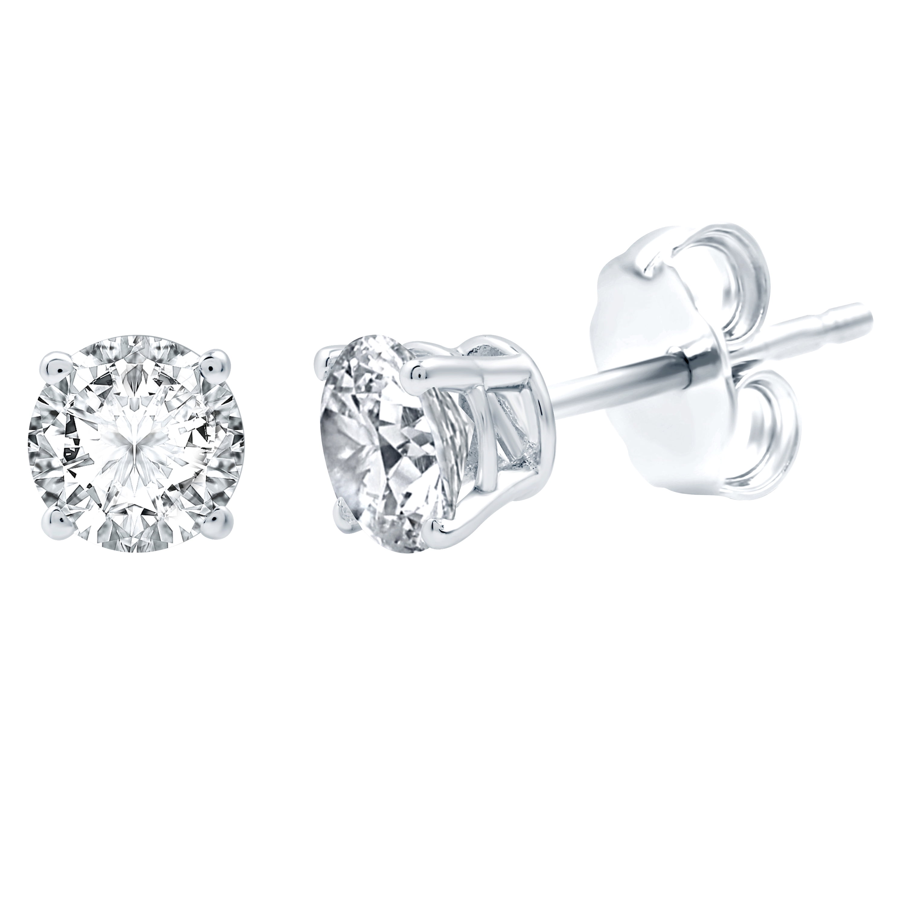 Gilded 1 ct. T.W. Round Lab Diamond (SI1-SI2 Clarity, F-G Color) and 10K White Gold Stud Earrings