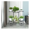 thumbnail image 5 of 6-Tier Garden Cart Flower Rack, Metal Plant Stand Display Shelf for Indoor Outdoor Use, Vertical Pot Holder Decor, Parisian Style Trolley, Black, 5 of 9