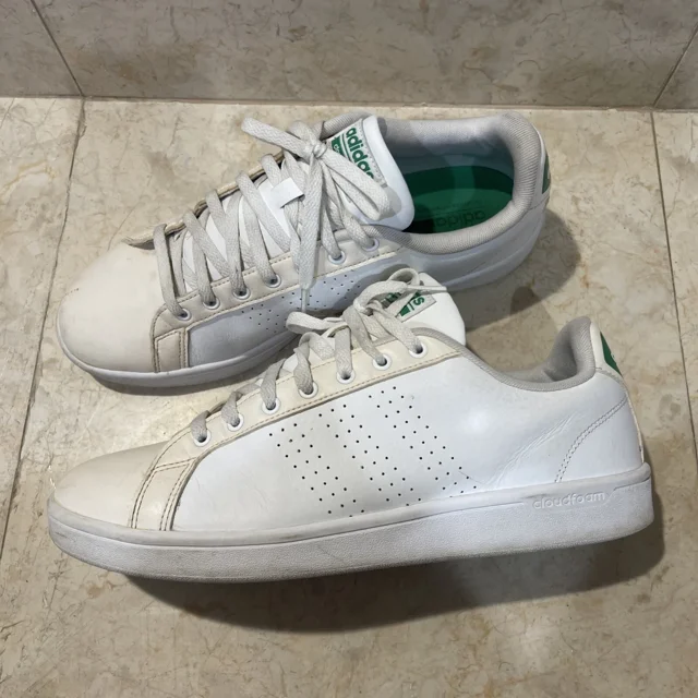 Ad-id-as Mens Cloudfoam Advantage Clean AW3914 White Casual Shoes Sneakers Sz 10.5