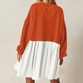 thumbnail image 5 of Womens Oversized Sweatshirt Dress Long Flowy Patchwork Pullover Tops Cute Drop Shoulder Sweatshirts Fall Long Sleeve Mini Dress Teen Girls Crewneck Solid Tunic Pleated Loose Clothing Beig, 5 of 5