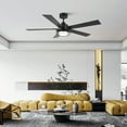 thumbnail image 2 of Parrot Uncle Modern 52" 5-Blade Black LED Ceiling Fan, Living Room Ceiling Fan, 2 of 12