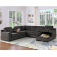 thumbnail image 5 of Hybition Modern Chenille Sofa Pull out Sofabed & Multifunctional Console-Brown, 5 of 9