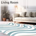 thumbnail image 2 of ODIKA 4'x6' Machine Washable Non-Slip Area Rug, Wild Elephant Trunk Wave Motif Bedding High Traffic Rug with Pad, Blue, 684896, 2 of 8