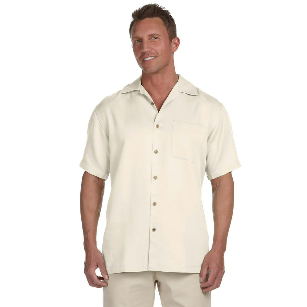Harriton - Men's Bahama Cord Camp Shirt - CREME - S - Walmart.com ...