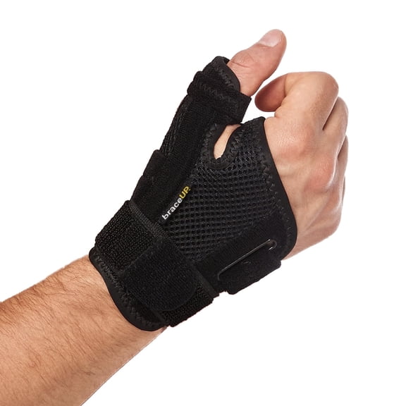 BraceUP CMC Thumb Spica Splint – Adjustable Hand Stabilizer for Arthritis and Tendonitis Relief (Black, Both Left Right Hand)