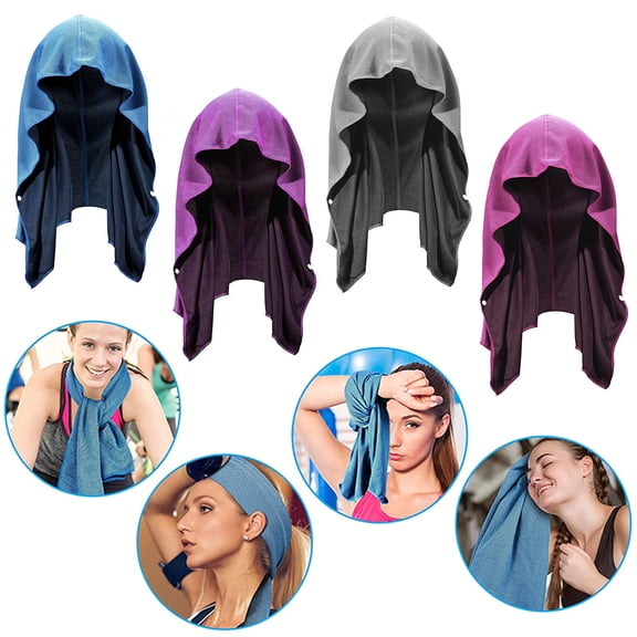 Opolski Cooling Hoodie Towel Sweat Absorption Extra Soft Sun Quick Drying Sweat Towel Neck Wrap Sports Supplies Dark Purple