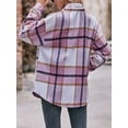 thumbnail image 7 of Arvbitana Women's Short Plaid Print Jacket Lapel Button Shirt with Pockets Long Sleeve Shacket Autumn Winter Casual Outerwear S/M/L/XL, 7 of 7