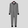 thumbnail image 2 of Clearance 2024! ZVNAΖH Mens One Piece Button Down Pajamas, Long Sleeve Onesies Jumpsuit Nightwear, Striped Sleepwear Loungewear, 2 of 9