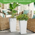 thumbnail image 3 of Set of 2 Tall Outdoor Planters 20 Inch, Large Planters for Indoor Outdoor Plants, Tapered Square Flower Pots with Tray for Patio, White, 3 of 15