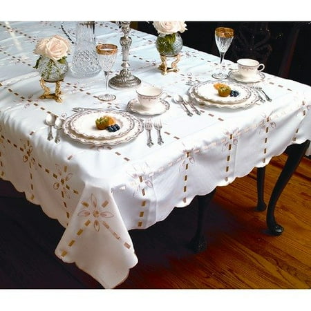 Violet Linen Crown Tablecloth with Ribbon