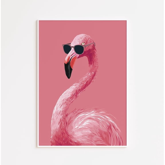 Pink Flamingo Sunglasses Poster: Retro Summer Poster Wall Art, Size 8x12 UNFFRAMED F03.1.7l1631