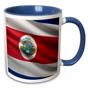 3dRose Flag of Costa Rica waving in the wind - Two Tone Blue Mug, 11-ounce
