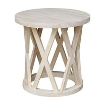 Round Ceylon Solid Wood End Table Unfinished