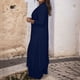 thumbnail image 3 of Conjunto de dos piezas de gasa para mujer talla grande: top de cuello en V y manga larga + pantalones, traje de playa, diseño con abertura, para primavera-verano, 3 of 8