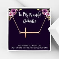 Anavia Godmother Gift, Godmother Necklace, Jewelry Gift, Gift for Godmother, Birthday Gift, Christmas Gift for Her, Cross Necklaces with Wish Card-[Rose Gold]
