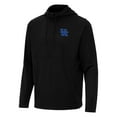 thumbnail image 2 of Men's Antigua Black Kentucky Wildcats Connected Quarter-Zip Waffle-Knit Tri-Blend Hoodie, 2 of 3