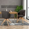 thumbnail image 3 of Costway Set of 2 Swivel Accent Chair Modern Leathaire Armchairs w/ Beech Wood Legs Brown, 3 of 10